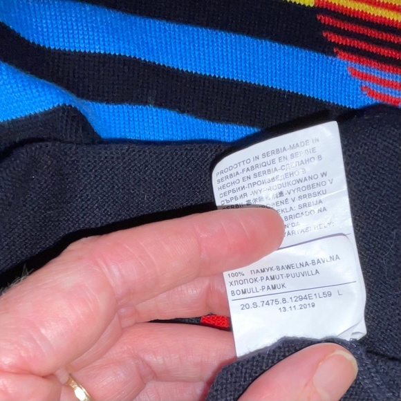 Benetton noticeable stripes sweater / Women Large/ 100% cotton /  long sleeves - Picture 10 of 10